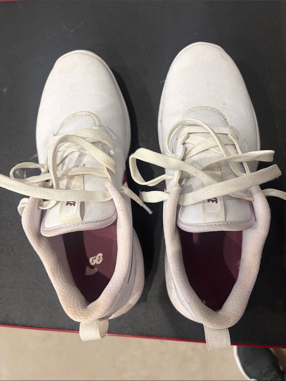 Nike Golf White Women's Athletic Sneakers with Maroon Insole